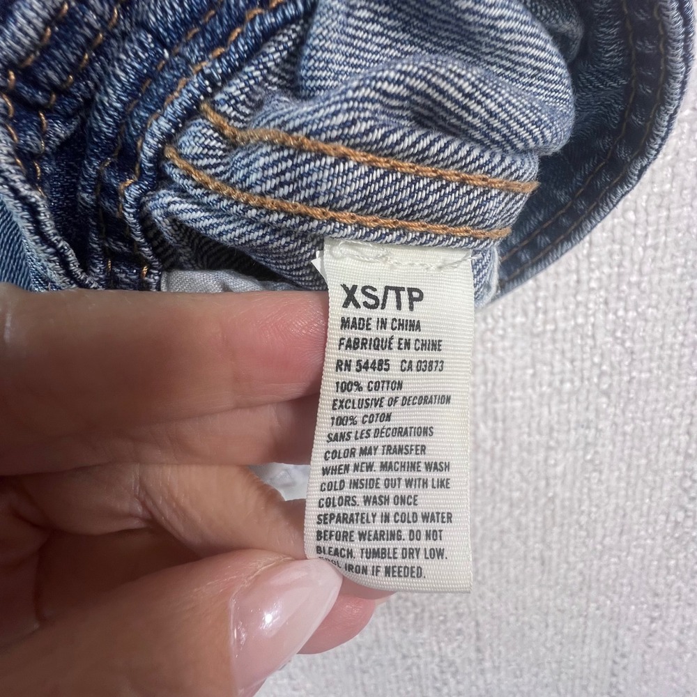 American Eagle Denim Vest XS Cropped Jean Jacket Button Front Women Blue - Picture 7 of 7
